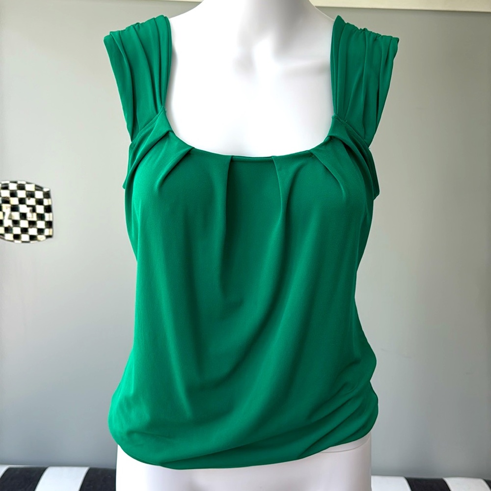 The Limited Emerald Green Blouson Style Ruched Straps Scoop Neck Tank Top-XS